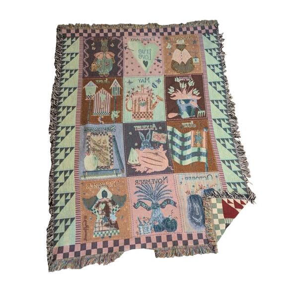 Vintage Vicky Howard Weaved Month blanket 68 X 52 - Picture 3 of 4